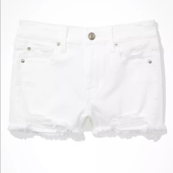 American Eagle Outfitters Shorts High Waisted White Ripped Short